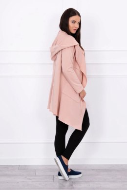 Bluza Narzutka z luźnym kapturem ciemny pudrowy róż  