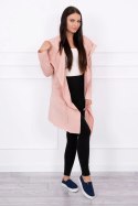 Bluza Narzutka z luźnym kapturem ciemny pudrowy róż  
