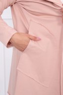 Bluza Narzutka z luźnym kapturem ciemny pudrowy róż  