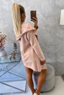 Bluza Narzutka z luźnym kapturem ciemny pudrowy róż  