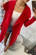 Bluza Narzutka z luźnym kapturem czerwona  