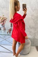 Bluza Narzutka z luźnym kapturem czerwona  