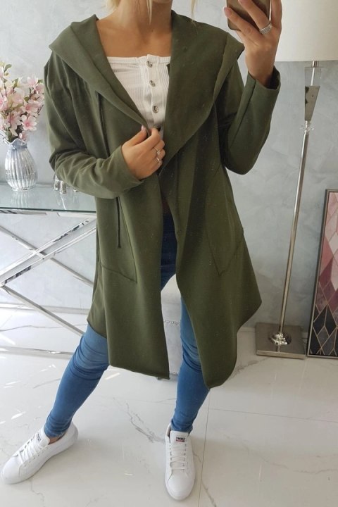 Bluza Narzutka z luźnym kapturem khaki Bluza Narzutka z luźnym kapturem khaki