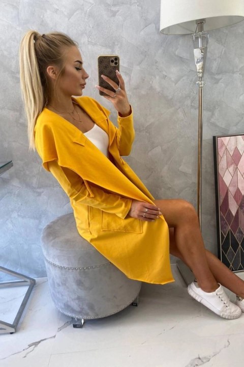 Bluza Narzutka z luźnym kapturem musztardowa Bluza Narzutka z luźnym kapturem musztardowa