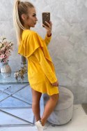 Bluza Narzutka z luźnym kapturem musztardowa  
