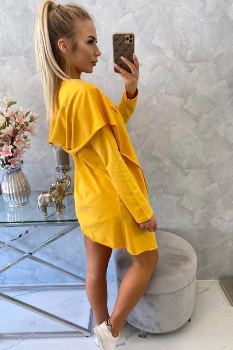 Bluza Narzutka z luźnym kapturem musztardowa Bluza Narzutka z luźnym kapturem musztardowa