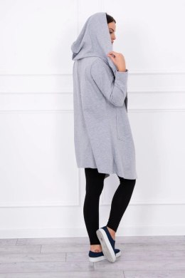 Bluza Narzutka z luźnym kapturem szara  