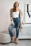 Bluza Narzutka z napisami beżowa  