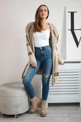 Bluza Narzutka z napisami beżowa  