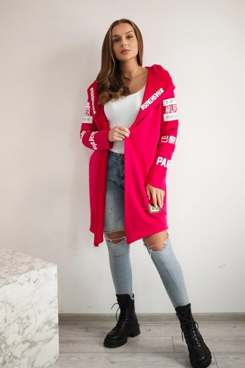 Bluza Narzutka z napisami fuksja Bluza Narzutka z napisami fuksja