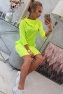 Sukienka z kapturem i kieszeniami żółty neon  