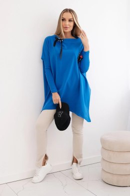 Bluza oversize z asymetrycznymi bokami chabrowa  