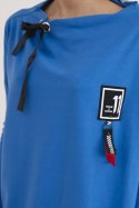 Bluza oversize z asymetrycznymi bokami chabrowa  