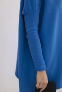 Bluza oversize z asymetrycznymi bokami chabrowa  