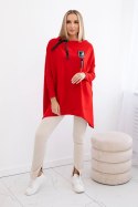 Bluza oversize z asymetrycznymi bokami czerwona  