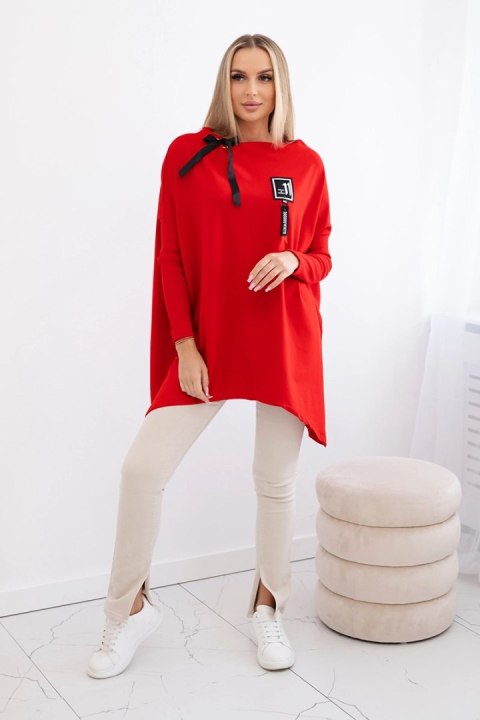 Bluza oversize z asymetrycznymi bokami czerwona Bluza oversize z asymetrycznymi bokami czerwona