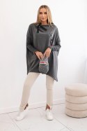 Bluza oversize z asymetrycznymi bokami grafitowa  
