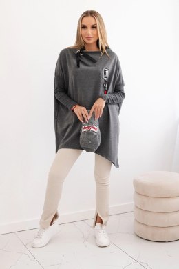 Bluza oversize z asymetrycznymi bokami grafitowa  