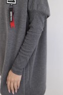 Bluza oversize z asymetrycznymi bokami grafitowa  