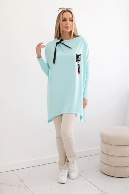 Bluza oversize z asymetrycznymi bokami miętowa  