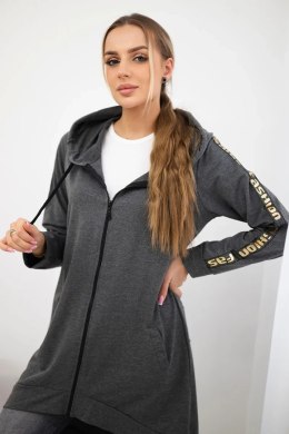 Bluza z suwakiem z tyłu grafit melanż  