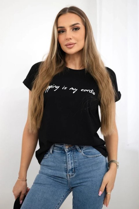 Bluzka Shopping is my cardio czarna Bluzka Shopping is my cardio czarna