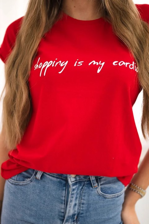 Bluzka Shopping is my cardio czerwona Bluzka Shopping is my cardio czerwona