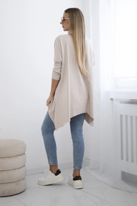 Bluzka oversize z nadrukiem tęczowych ust beżowa Bluzka oversize z nadrukiem tęczowych ust beżowa