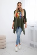 Bluzka oversize z nadrukiem tęczowych ust khaki  