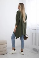 Bluzka oversize z nadrukiem tęczowych ust khaki  