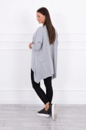Bluzka oversize z nadrukiem tęczowych ust szara  