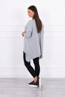 Bluzka oversize z nadrukiem tęczowych ust szara  