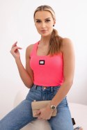 Bluzka prążkowana z blaszką różowy neon  