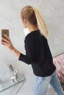 Bluzka z grafiką 3D i ozdobnymi chwostami czarna  
