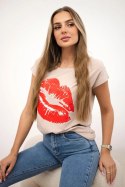 Bluzka z nadrukiem ust beżowa  