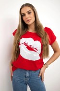 Bluzka z nadrukiem ust czerwona  