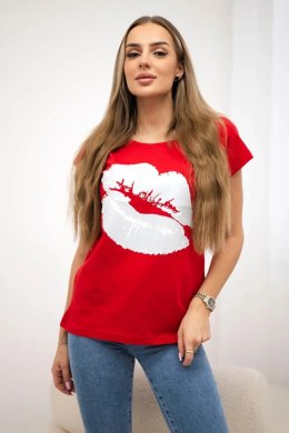 Bluzka z nadrukiem ust czerwona  