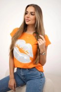 Bluzka z nadrukiem ust pomarańczowa  