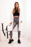 Bluza Narzutka z kapturem oversize biała  