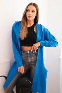 Bluza Narzutka z kapturem oversize chabrowy  