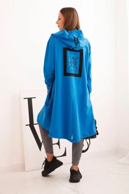 Bluza Narzutka z kapturem oversize chabrowy  