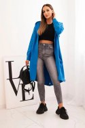Bluza Narzutka z kapturem oversize chabrowy  
