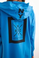 Bluza Narzutka z kapturem oversize chabrowy  