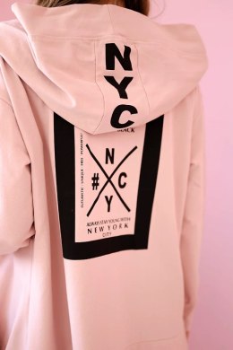 Bluza Narzutka z kapturem oversize ciemny pudrowy róż  