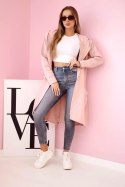 Bluza Narzutka z kapturem oversize ciemny pudrowy róż  