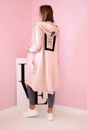 Bluza Narzutka z kapturem oversize ciemny pudrowy róż  