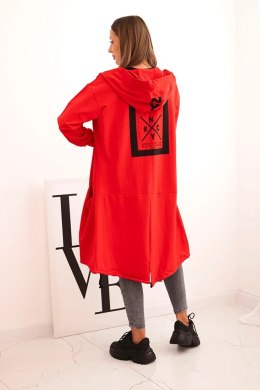 Bluza Narzutka z kapturem oversize czerwona  