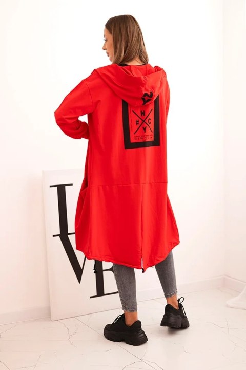 Bluza Narzutka z kapturem oversize czerwona Bluza Narzutka z kapturem oversize czerwona
