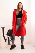 Bluza Narzutka z kapturem oversize czerwona  