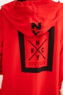 Bluza Narzutka z kapturem oversize czerwona  